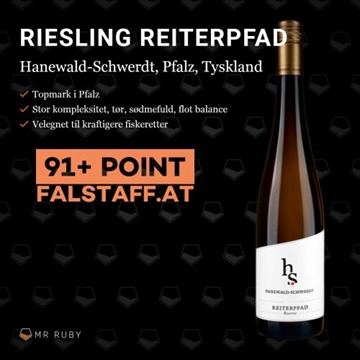 2019 Riesling Reiterpfad, Hanewald-Schwerdt, Pfalz, Tyskland